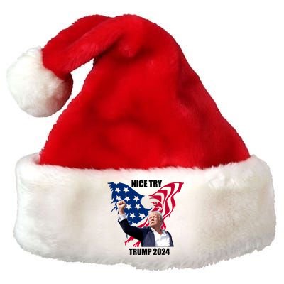 Nice Try Trump 2024 Premium Christmas Santa Hat