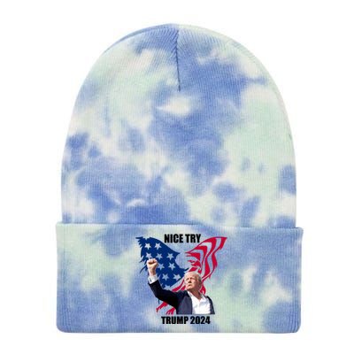 Nice Try Trump 2024 Tie Dye 12in Knit Beanie