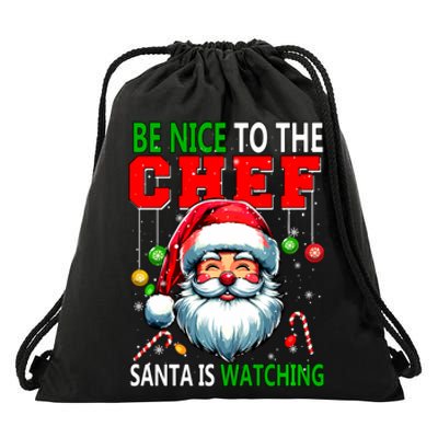 Nice To The Chef Santa Is Watching Funny Joke Xmas Drawstring Bag