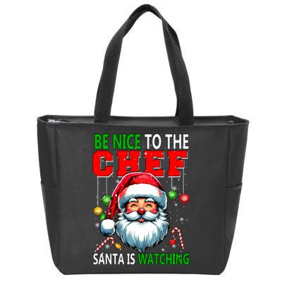 Nice To The Chef Santa Is Watching Funny Joke Xmas Zip Tote Bag