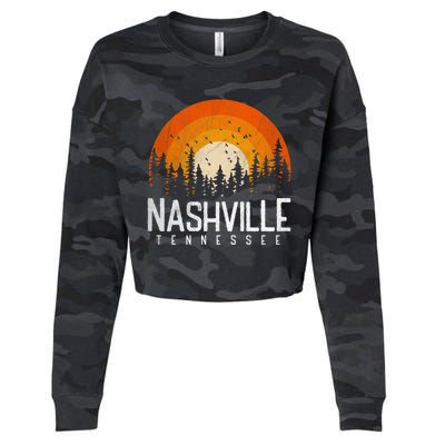 Nashville Tennessee Tn Gift Retro Style Vintage 80s Gift Great Gift Cropped Pullover Crew