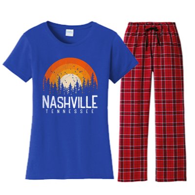 Nashville Tennessee Tn Gift Retro Style Vintage 80s Gift Great Gift Women's Flannel Pajama Set