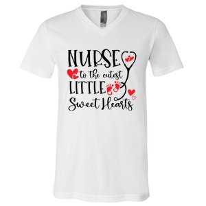 Nurse To The Cutest Little Sweet Hearts Pediatrics Nurse Cute Gift V-Neck T-Shirt