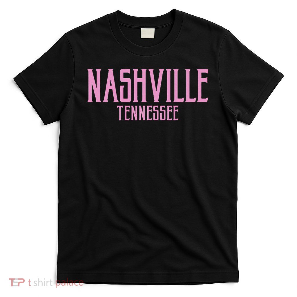 Nashville Tennessee Text Pink Print T-Shirt