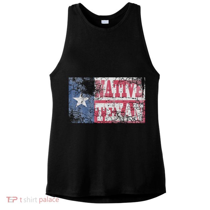 Native Texan Texas Flag Family Home Love Vintage Distressed Ladies PosiCharge Tri-Blend Wicking Tank