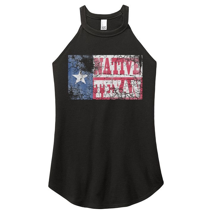 Native Texan Texas Flag Family Home Love Vintage Distressed Women's Perfect Tri Rocker Tank