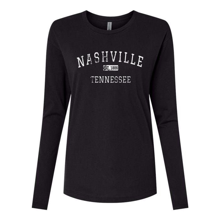 Nashville Tennessee TN Vintage Womens Cotton Relaxed Long Sleeve T-Shirt