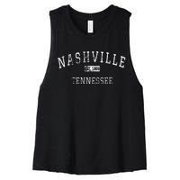 Nashville Tennessee TN Vintage Women's Racerback Cropped Tank