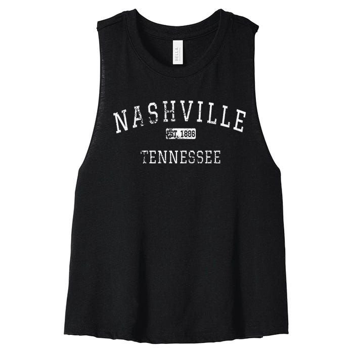 Nashville Tennessee TN Vintage Women's Racerback Cropped Tank