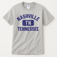 Nashville TN Tennessee Gym Style Distressed Navy Blue Print Tall T-Shirt