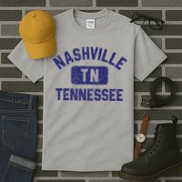 Nashville TN Tennessee Gym Style Distressed Navy Blue Print Tall T-Shirt