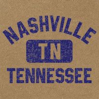 Nashville TN Tennessee Gym Style Distressed Navy Blue Print Cotton Canvas Backpack
