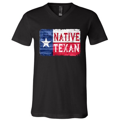 Native Texan Texas Lone Star State Flag V-Neck T-Shirt