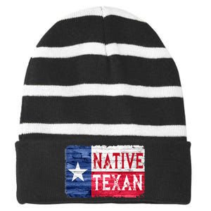 Native Texan Texas Lone Star State Flag Striped Beanie with Solid Band