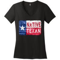 Native Texan Texas Lone Star State Flag Women's V-Neck T-Shirt