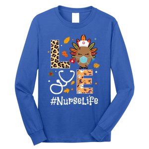 Nurse Thanksgiving Turkey Wear Mask Love Nurse Life Leopard Gift Long Sleeve Shirt