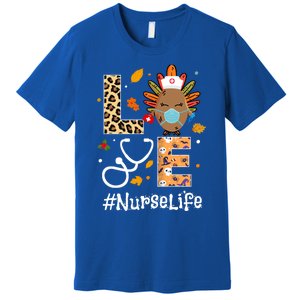 Nurse Thanksgiving Turkey Wear Mask Love Nurse Life Leopard Gift Premium T-Shirt