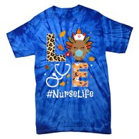 Nurse Thanksgiving Turkey Wear Mask Love Nurse Life Leopard Gift Tie-Dye T-Shirt