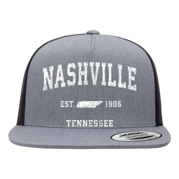 Nashville Tennessee Tn Vintage Athletic Sports Design Flat Bill Trucker Hat