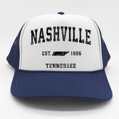 Nashville Tennessee Tn Vintage Athletic Sports Design Trucker Hat