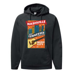 Nashville Tennessee USA Music City Guitar Musician Music Performance Fleece Hoodie