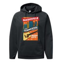 Nashville Tennessee USA Music City Guitar Musician Music Performance Fleece Hoodie