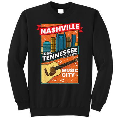 Nashville Tennessee USA Music City Guitar Musician Music Sweatshirt