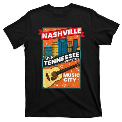 Nashville Tennessee USA Music City Guitar Musician Music T-Shirt