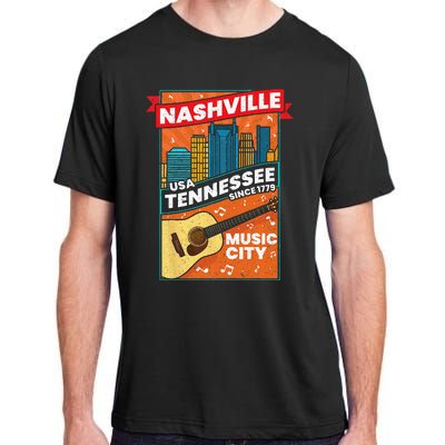 Nashville Tennessee USA Music City Guitar Musician Music Adult ChromaSoft Performance T-Shirt