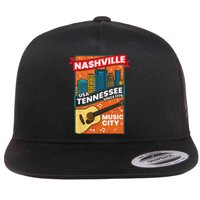 Nashville Tennessee USA Music City Guitar Musician Music Flat Bill Trucker Hat