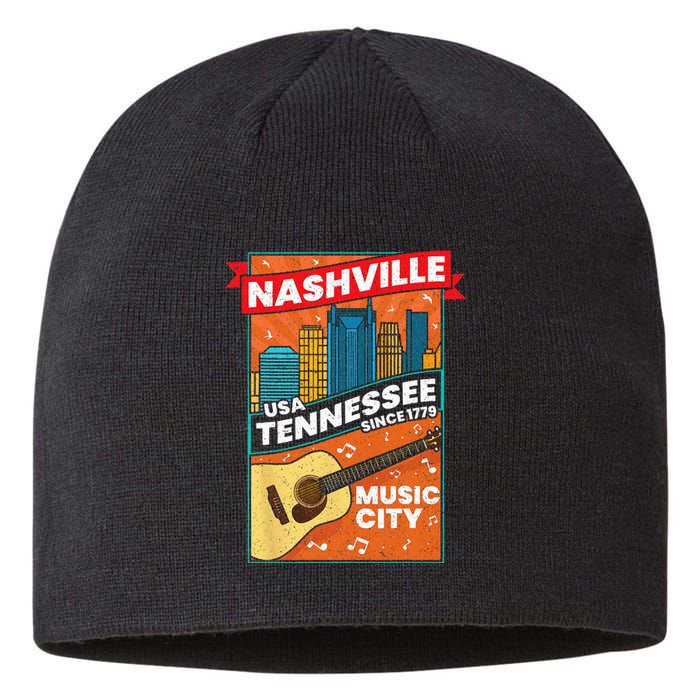 Nashville Tennessee USA Music City Guitar Musician Music Sustainable Beanie