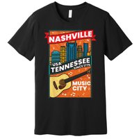 Nashville Tennessee USA Music City Guitar Musician Music Premium T-Shirt