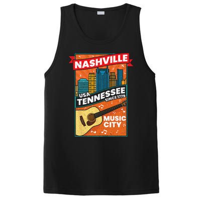 Nashville Tennessee USA Music City Guitar Musician Music PosiCharge Competitor Tank