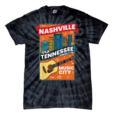 Nashville Tennessee USA Music City Guitar Musician Music Tie-Dye T-Shirt