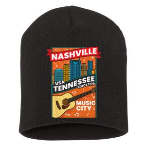 Nashville Tennessee USA Music City Guitar Musician Music Short Acrylic Beanie