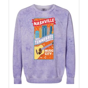 Nashville Tennessee USA Music City Guitar Musician Music Colorblast Crewneck Sweatshirt