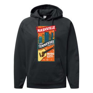 Nashville Tennessee USA Music City Guitar Musician Music Performance Fleece Hoodie