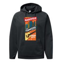 Nashville Tennessee USA Music City Guitar Musician Music Performance Fleece Hoodie