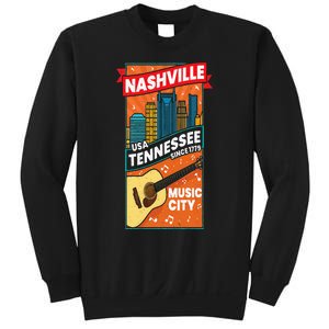 Nashville Tennessee USA Music City Guitar Musician Music Sweatshirt