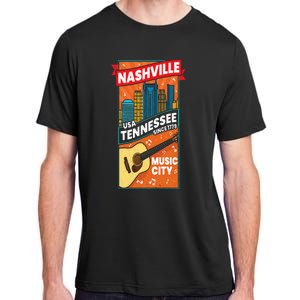 Nashville Tennessee USA Music City Guitar Musician Music Adult ChromaSoft Performance T-Shirt