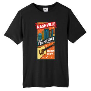 Nashville Tennessee USA Music City Guitar Musician Music Tall Fusion ChromaSoft Performance T-Shirt