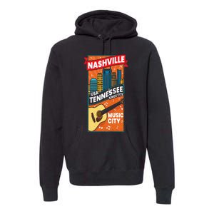 Nashville Tennessee USA Music City Guitar Musician Music Premium Hoodie