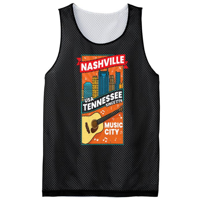 Nashville Tennessee USA Music City Guitar Musician Music Mesh Reversible Basketball Jersey Tank