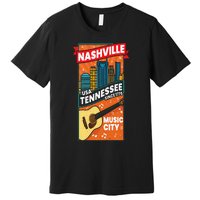 Nashville Tennessee USA Music City Guitar Musician Music Premium T-Shirt