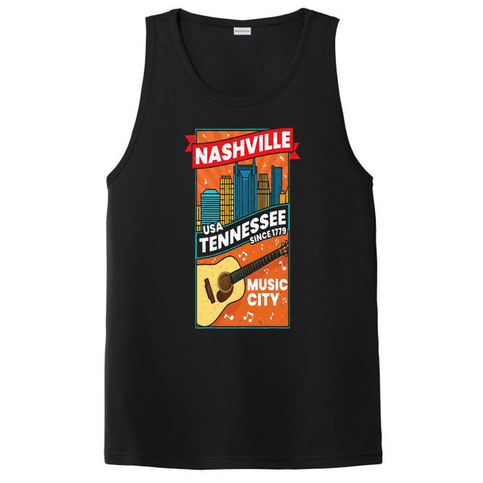 Nashville Tennessee USA Music City Guitar Musician Music PosiCharge Competitor Tank