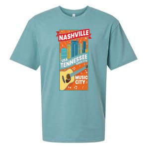 Nashville Tennessee USA Music City Guitar Musician Music Sueded Cloud Jersey T-Shirt