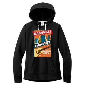 Nashville Tennessee Usa Music City Guitar Musician Music Gift Women's Fleece Hoodie