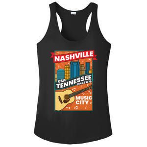 Nashville Tennessee Usa Music City Guitar Musician Music Gift Ladies PosiCharge Competitor Racerback Tank