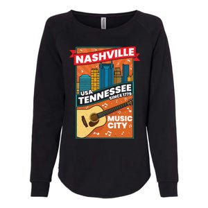 Nashville Tennessee Usa Music City Guitar Musician Music Gift Womens California Wash Sweatshirt