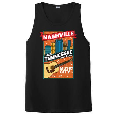 Nashville Tennessee Usa Music City Guitar Musician Music Gift PosiCharge Competitor Tank